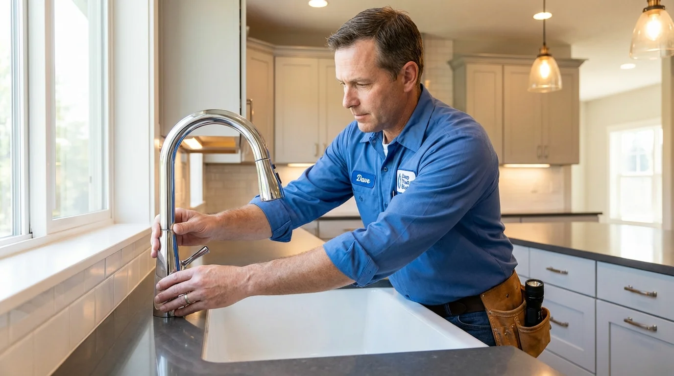 Kitchen faucet installation by Johns Plumbing LLC in Plover
