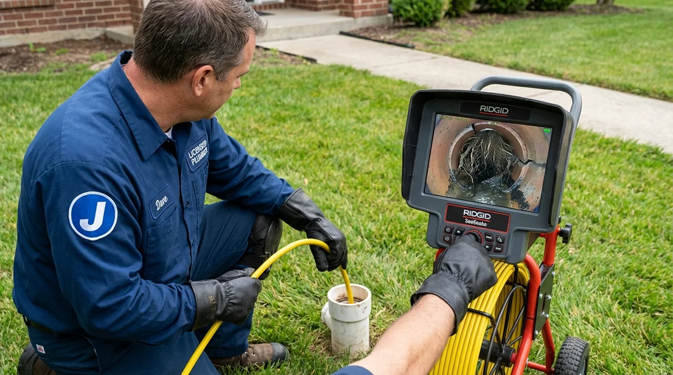 Sewer camera inspection being performed by Johns Plumbing LLC in Plover